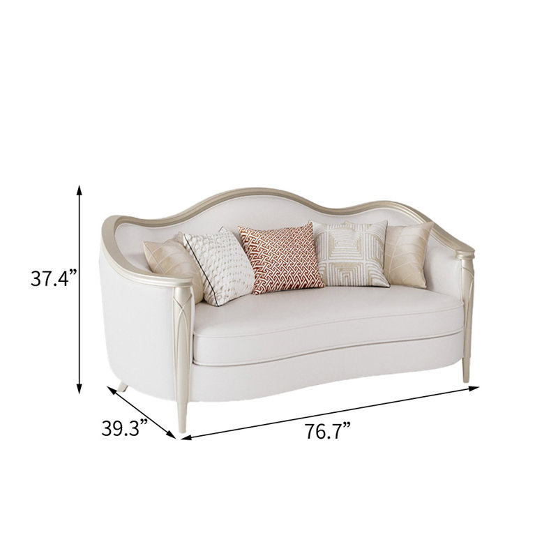 Causeuse en cuir véritable 76,7 po