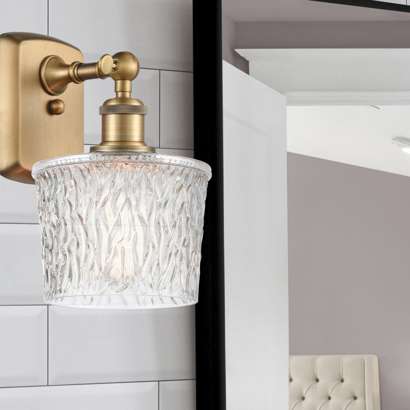 Camire Armed Sconce, 6 Watt Vinage LED Bulb, Brushed Brass