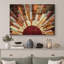 «Western Wood Effect Landscape Brown Sun Rays», impression rustique sur toile encadrée-119598448-93389053-93389052