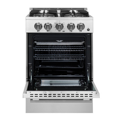 Breno 24-inch Gas Range, 4 Sealed Burners 38,000 BTU, 2.3 cu.ft Convection Oven with Air-Fryer