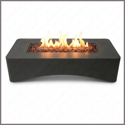 Rectangular Concrete Propane Fire Pit Table 50000 BTU For Outdoor Patio Garden Backyard