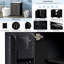 Meuble-lavabo double moderne 48 po avec lavabos en céramique, portes à fermeture douce, poignées dorées-992324459