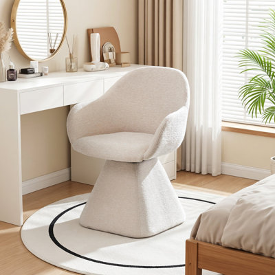 Fauteuil d'appoint pivotant à 180 °, fauteuil tonneau en velours beige