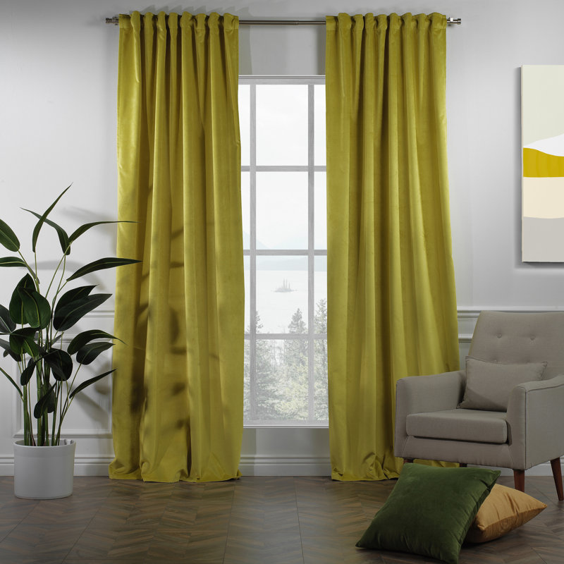 Matte Velvet Extra Wide x Extra Long Custom Made Decorative Double Panel, 52" W x 95" L, 64 Lime