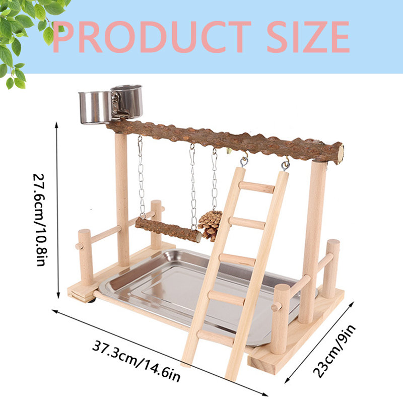 Bird Play Gym With Swing,Ladder,Tray,And Two Cups