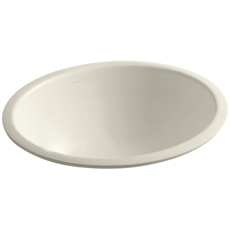 Caxton Ceramic Oval Undermount Bathroom Sink, Almond
