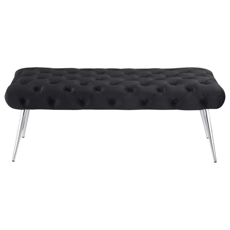 Banc rembourré noir Galiano, Argent, Noir
