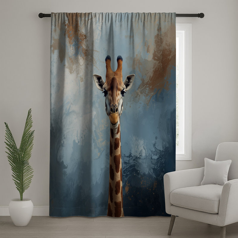 Rideaux de fenêtre à motif de girafes abstraites, voilages et rideaux occultant - 1 panneau, Blockout, 50" x 92" - 1 Panel