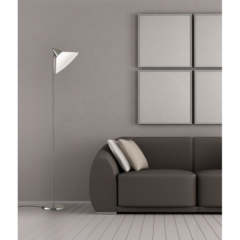 Fernwood 71.5'' Torchiere Floor Lamp, Satin Steel
