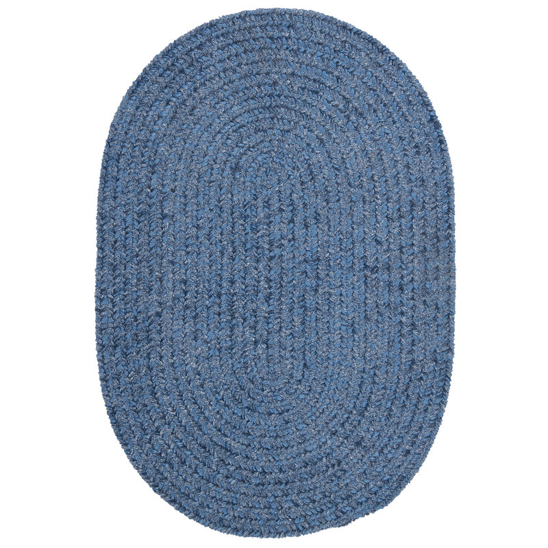 Tapis bleu à motif de pétales Mcclanahan, Ovale 4 pi x 6 pi