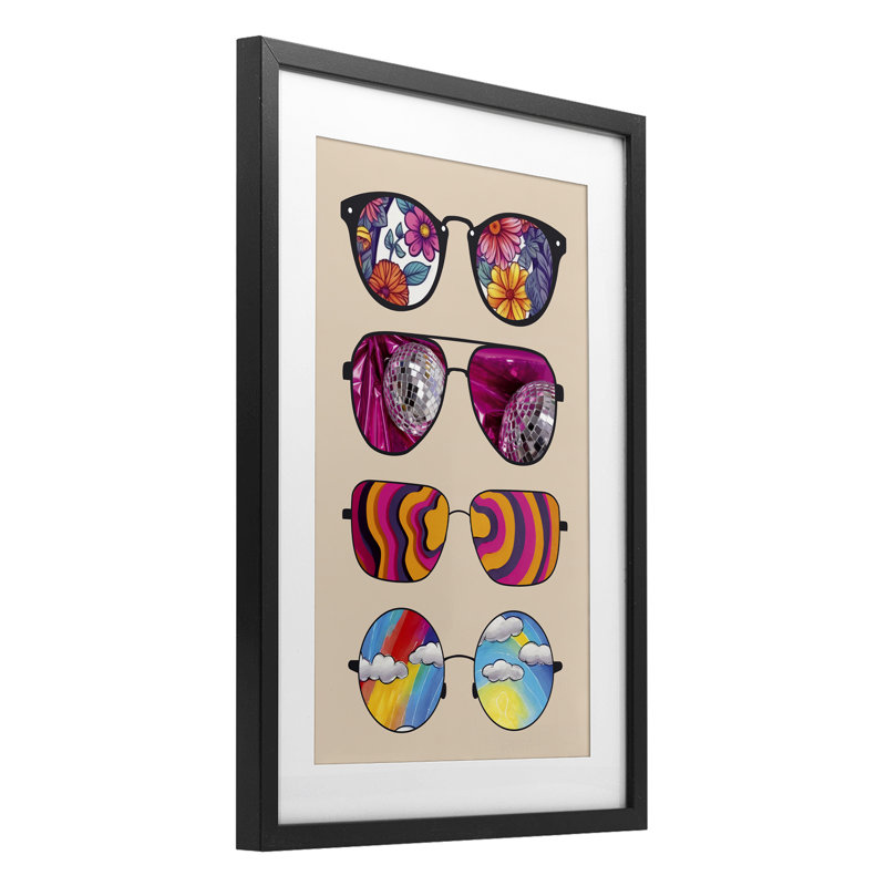 Impression encadrée sous verre à motif de lunettes de soleil Reflection, design par CAD Designs, H 20 po x l 14 po