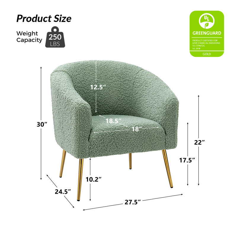 Audwin 27.5" W Polyester Barrel Chair, Sage 100% Polyester
