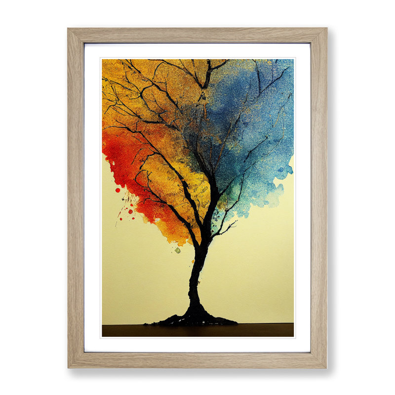 Tree No.1 - Single Picture Frame Painting, 34cm H x 25cm W x 2cm D, Oak