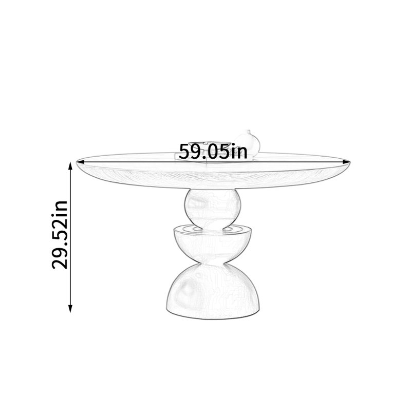 Pure Black Creative Smooth Durable Round Table, 29.52"H x 59.05"L x 59.05"W