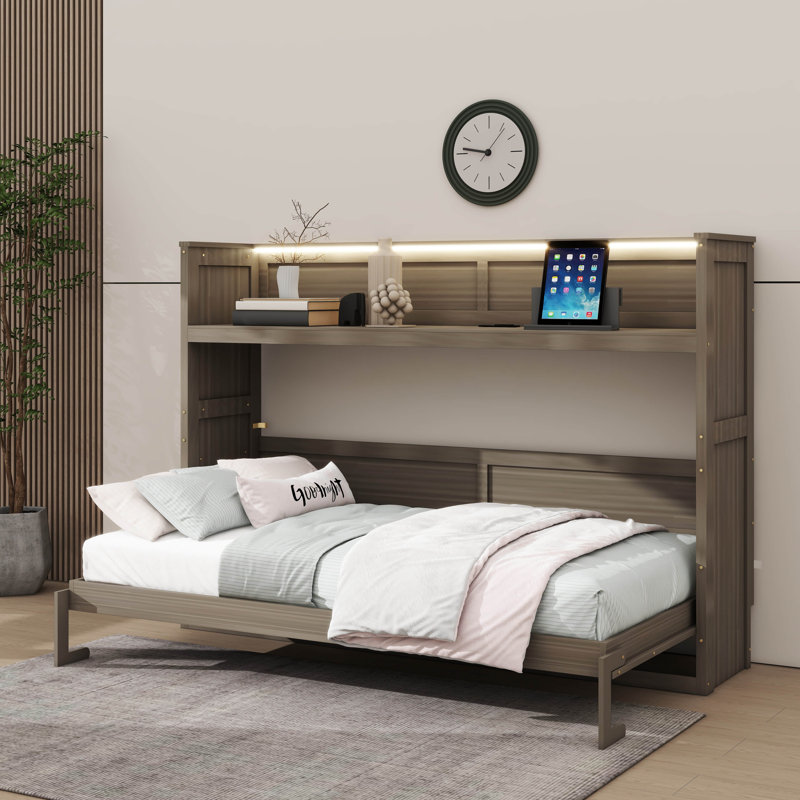 Lit simple simple TG avec bureau intégré, éclairage DEL