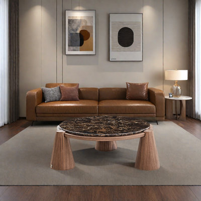 Retro Luxury Round Marble Coffee Table