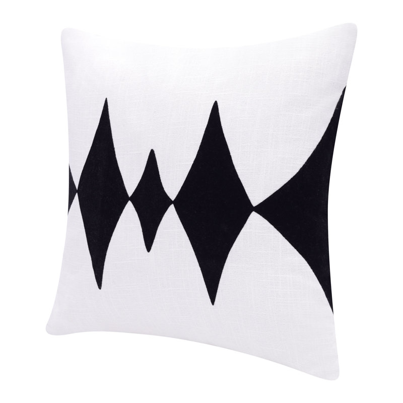Coussin décoratif fait à la main Diamond Pulse, Noir / blanc, Polyester