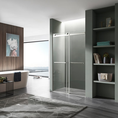 Kahn 48" W x 76" H Double Sliding Frameless Shower Door