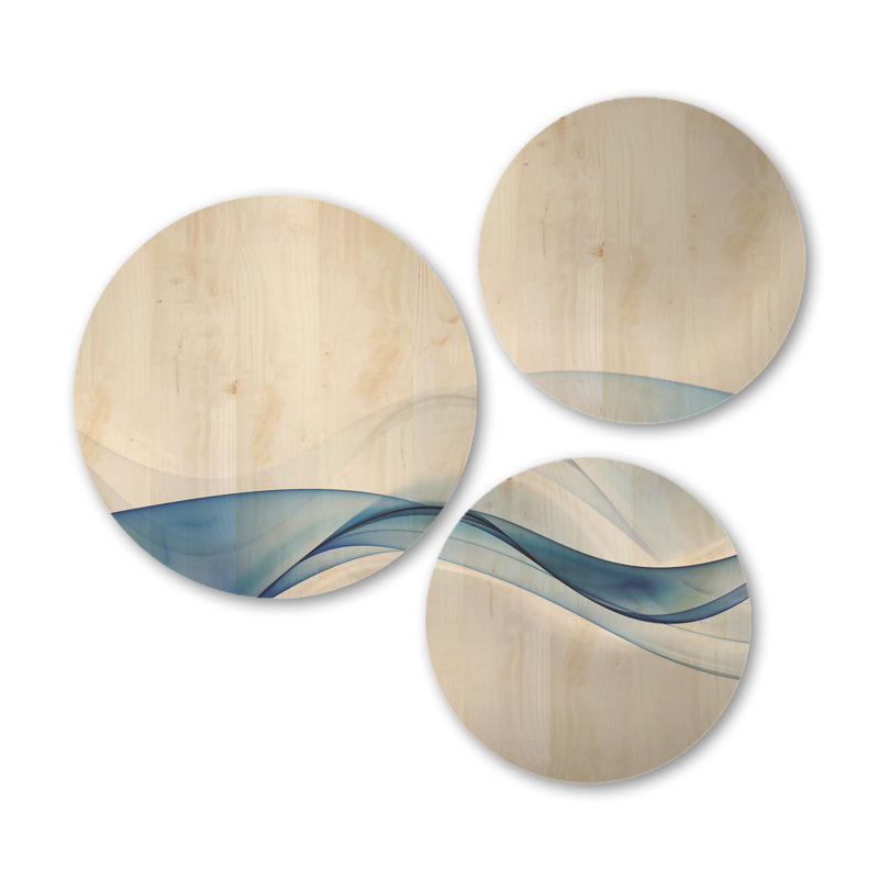 Wave Of Water Splash  Round Wood Wall Art 3 Circles