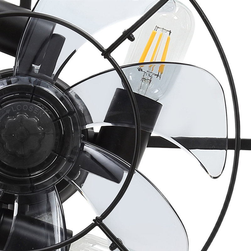  Ventilateur de plafond en cage noir de 23 po avec ensemble d'éclairage et télécommande Cissline
