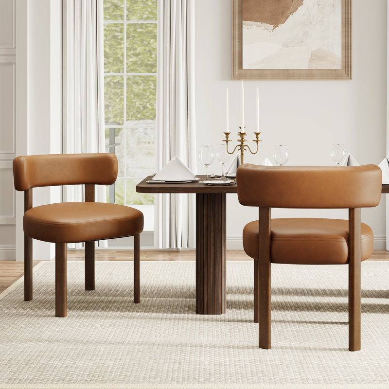 Chaise d'appoint rembourrée en similicuir, Brun