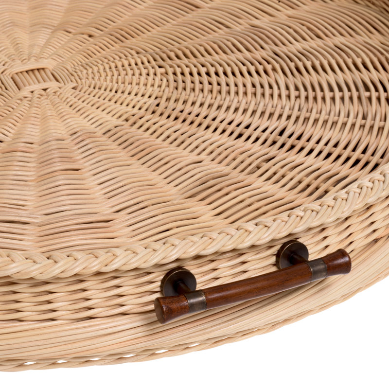 Tray Vimini L Natural Rattan, 3.54" H x 32.68" W x 32.68" D
