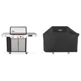 Genesis Weber 3 - Burner Free Standing 39000 BTU Liquid Propane Grill with Side Burner and Cabinet 2 Piece Set