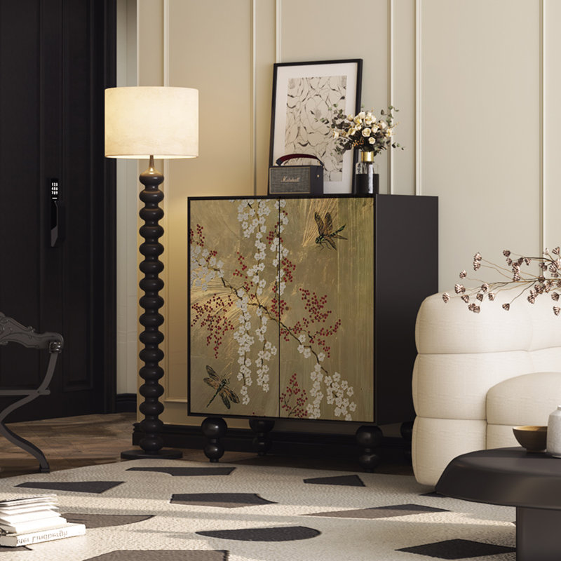 Commode d'entrée en bois massif chinois, Noir