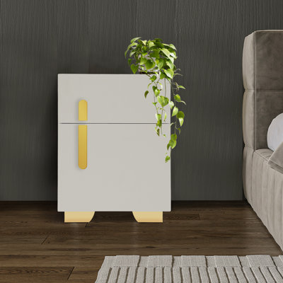 Table de chevet multifonctionnelle blanche moderne sans fil à chargement et verrouillable pour chambre à coucher et bureau