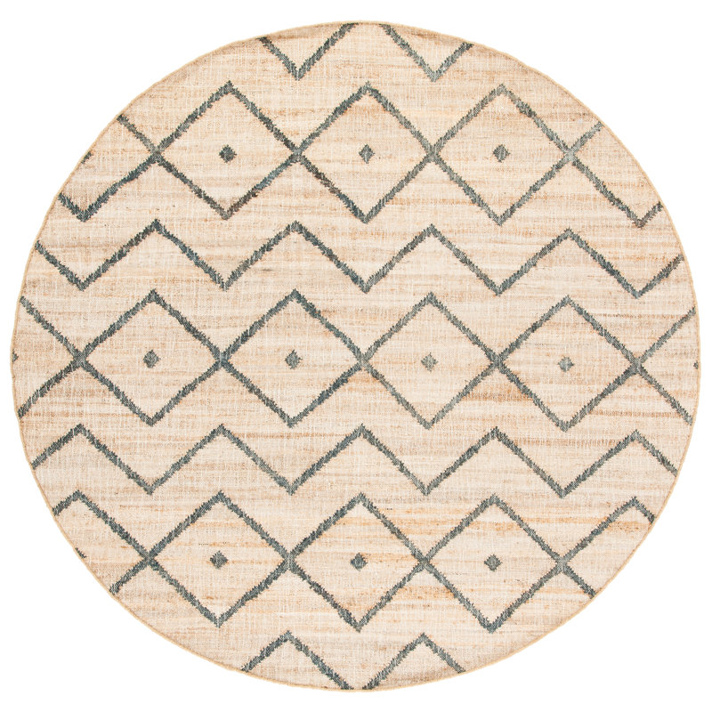 Hawes Hand Loomed Jute, Cotton Geometric Rug, Round 9'