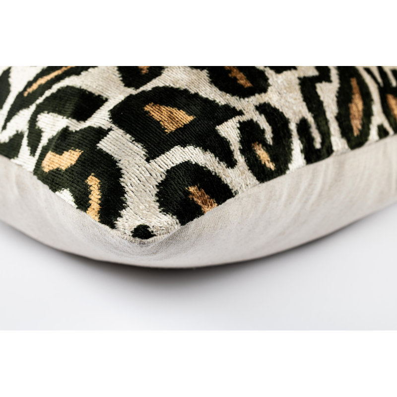 Silk Lumbar Rectangular Pillow Cover & Insert, Gray/Beige/Animal Print