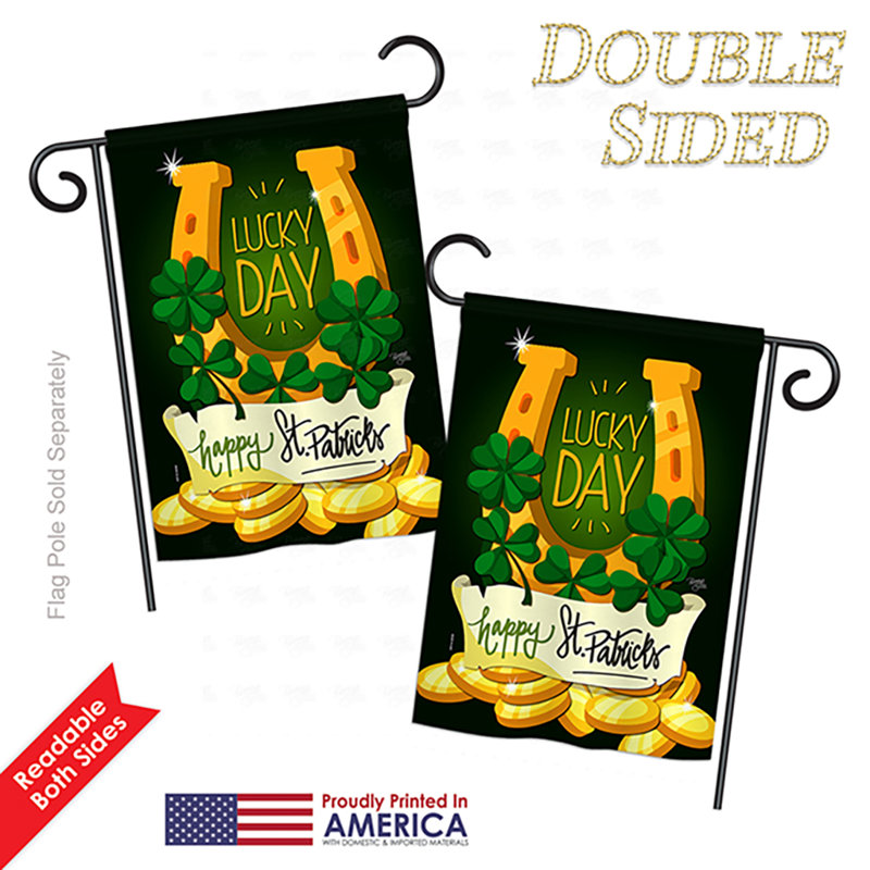 Polyester de 2 côtés en polyester 19 po, de la chance de la saint-valentin de st patrick drapeau de jardin, Polyester