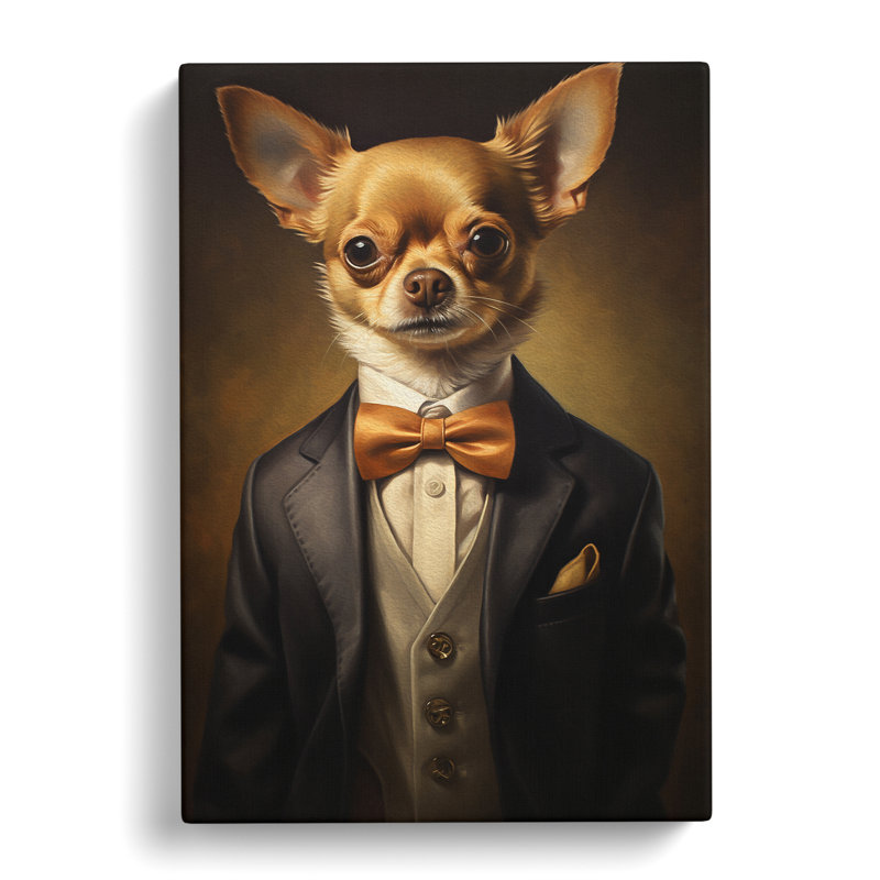 Chihuahua in a Suit Painting - Wrapped Canvas, 60cm H x 40cm W x 3cm D