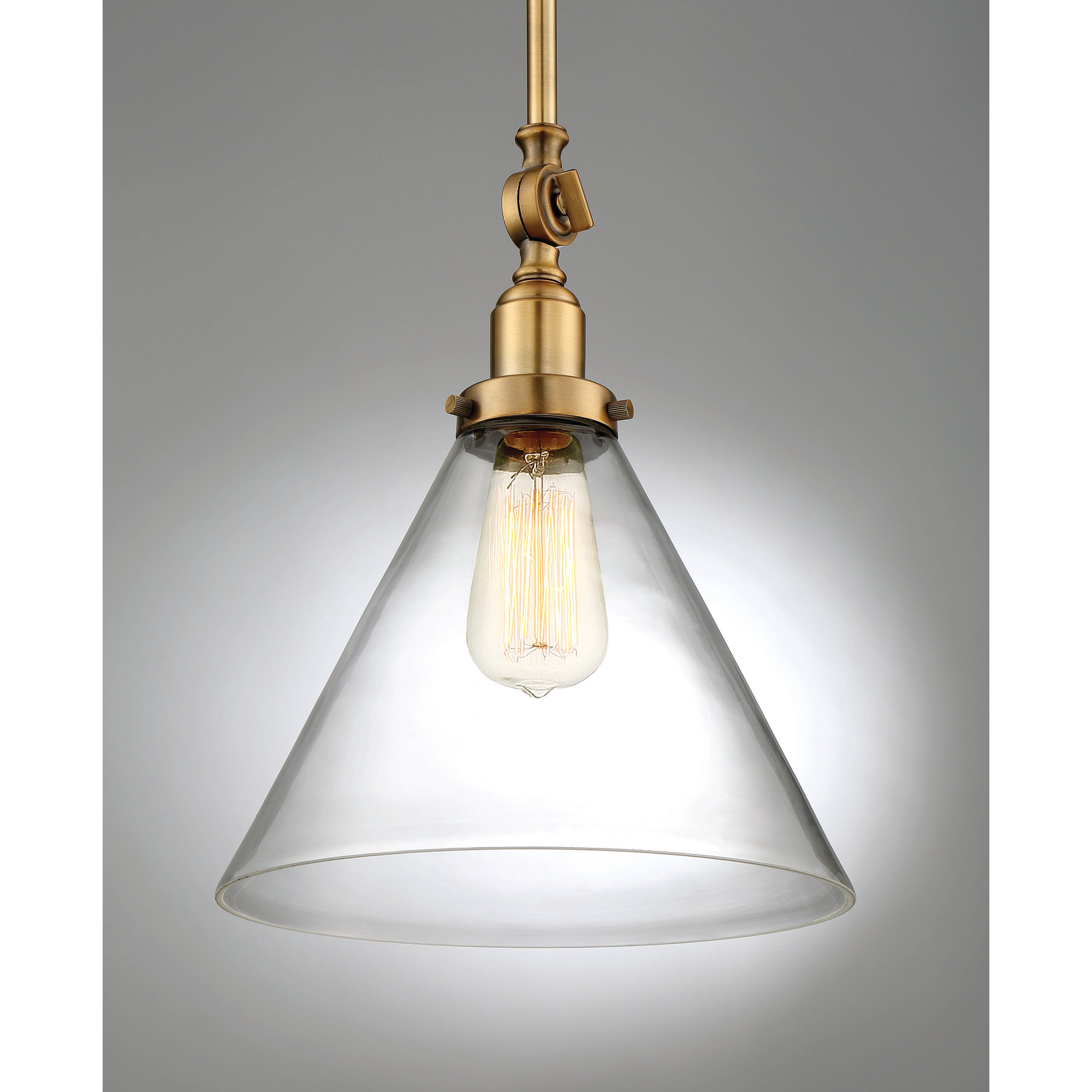 Catalina Single Light Glass Dimmable Pendant, Warm Brass