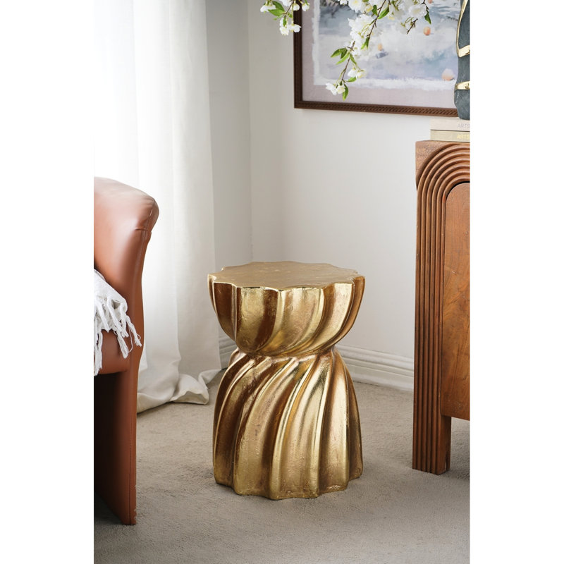 Gold Magnesium Stool With Swirl - Shaped Design, Suitable For Home Decoration And Seating 14X14x18.7 Inches Finish Accent Stool, Various Decor Needs