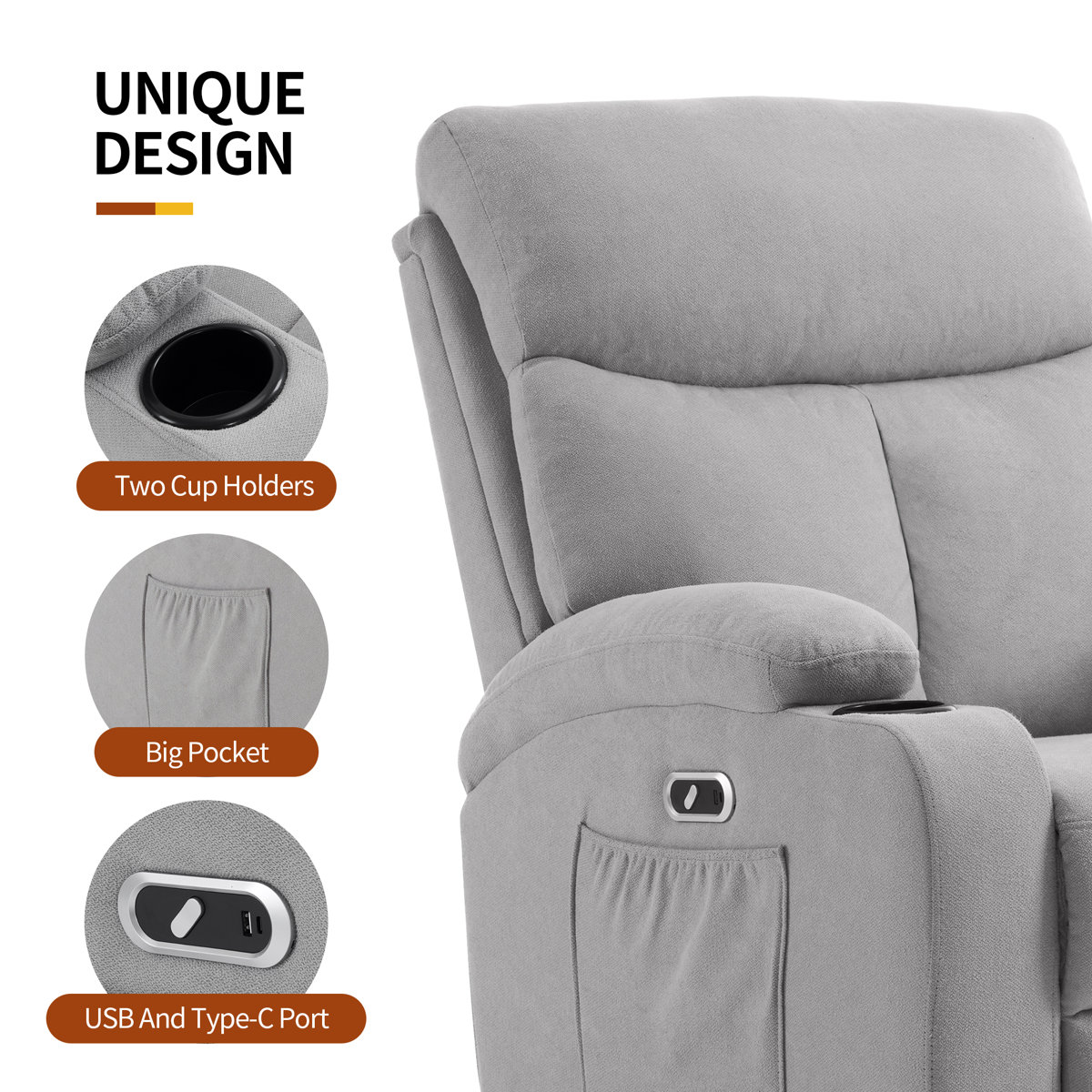 Latitude Run® Latitude Run Overstuffed Power Swivel Rocker Recliner ...