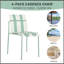 Été - Paquet de 4 chaises à blocs de couleur à rayures modernes - Siège en PP imperméable et pieds en métal robustes, ensemble repas intérieur / extérieur pour patio, balcon, café (blanc et vert)