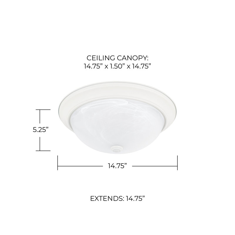 Plafonnier encastré circulaire simple 14,75 po Grapevine, Blanc faux Verre albâtre, Blanc mat