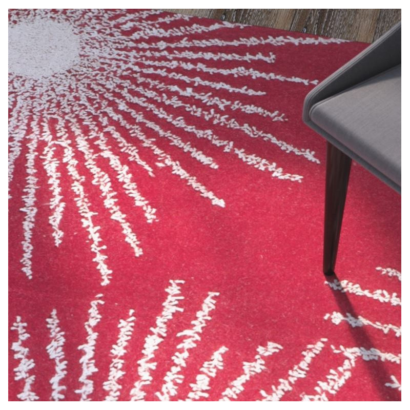 Amier Hand Tufted Wool And Viscose Geometric Rug, Round 6'