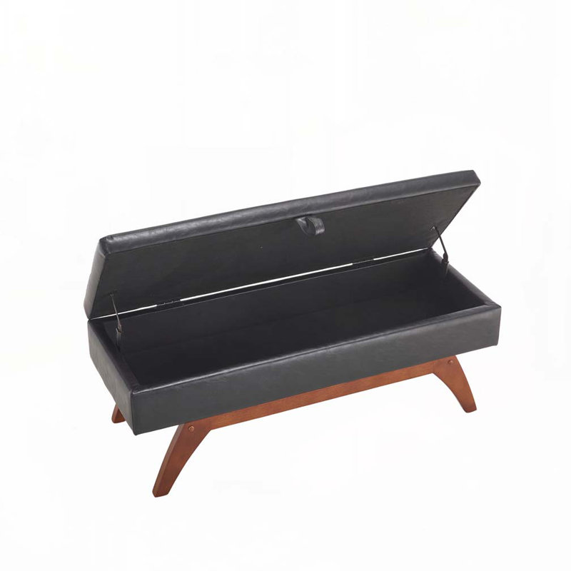 Banc rembourré en similicuir avec 4 pieds, Polyuréthane noir
