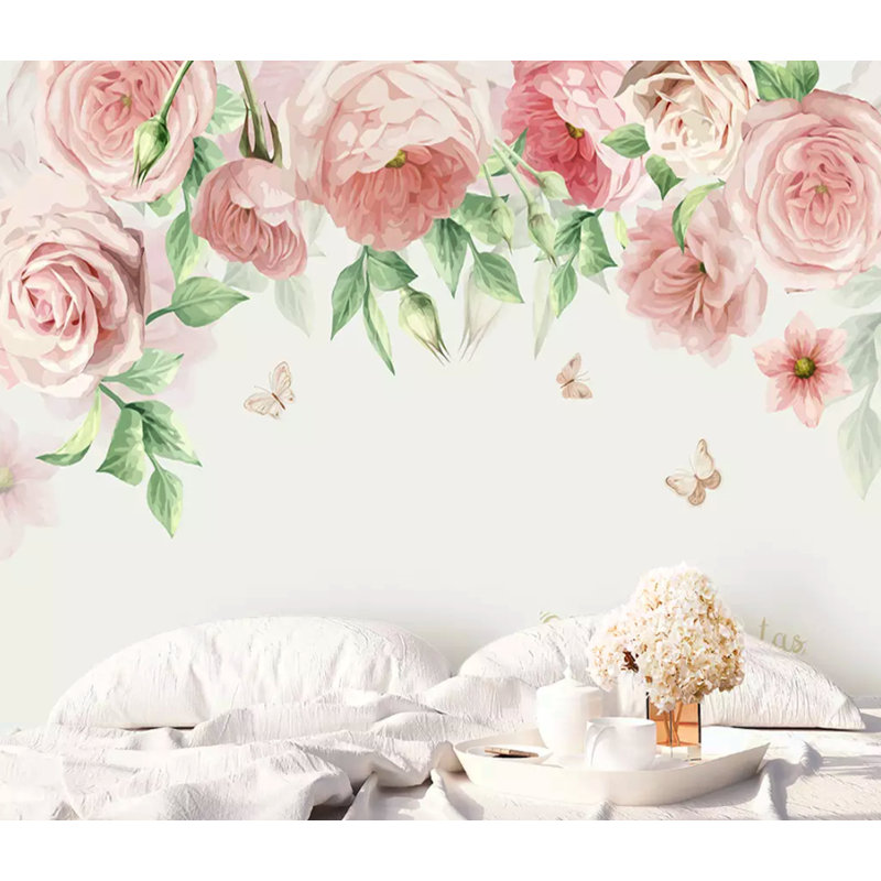 Papier peint texturé amovible floral anglais, l 112 po x L 75 po