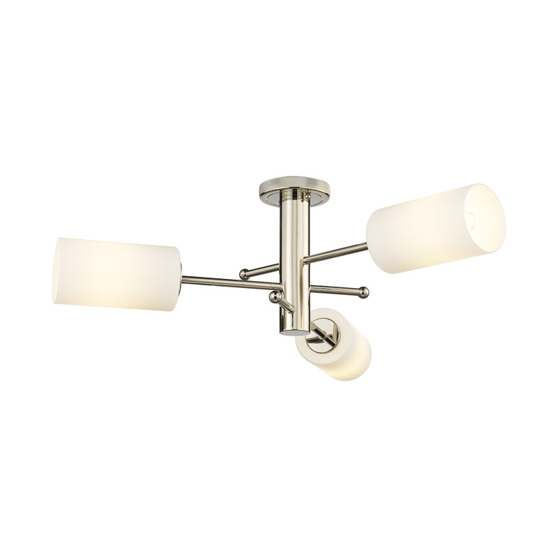 Plafonnier encastré 3 lumières Crown Point, Blanc mat, H 10,13 po x l 29,38 po x P 29,38 po, Nickel poli