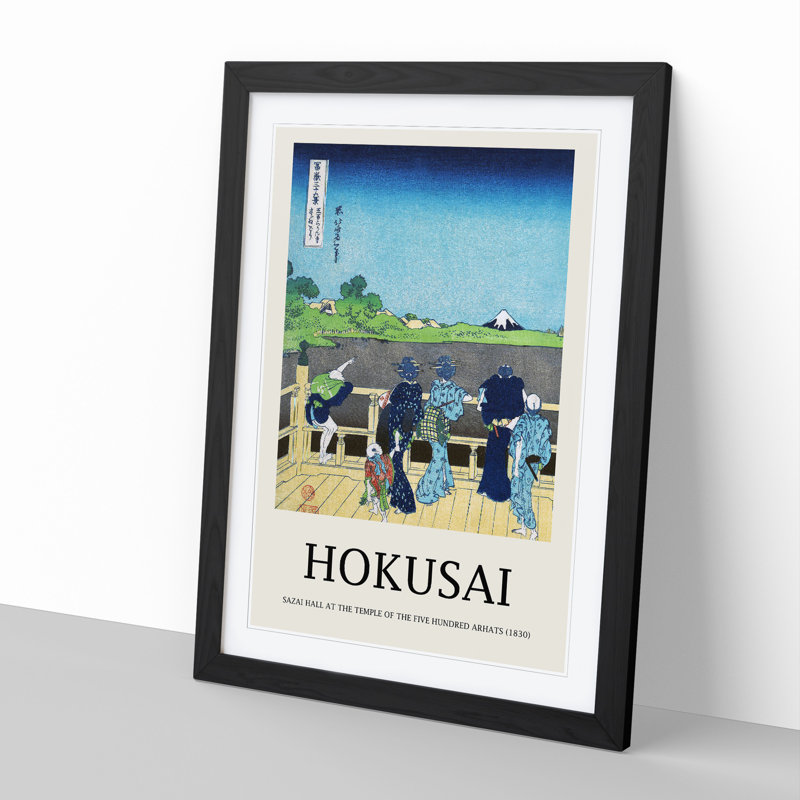 View of Mt. Fuji from Sazai Hall by Katsushika Hokusai - Picture Frame Art Prints, Black, 48cm H x 36cm W x 2cm D