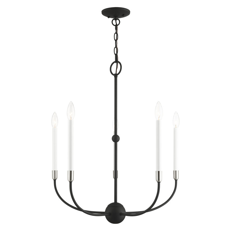 Balmers 7 - Light Dimmable Classic / Traditional Chandelier, Matte Black, 5, 28" H x 24" W x 24' D