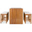 Ensemble de bar d'extérieur 5 pièces, table de bar en bois d'acacia et quatre tabourets avec coussins