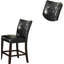 De 2 chaises de hauteur de comptoir d'apparence moderne, similicuir noir, dossier, assise coussinée, cuir de construction en bois, style contemporain, coussin d'assise, structure
