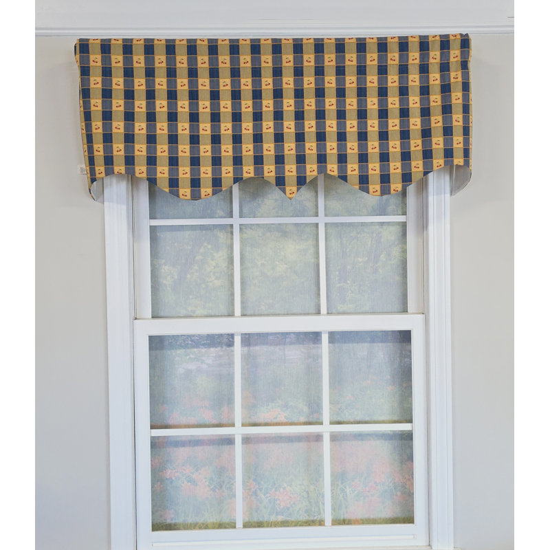Cherry Squares Regal Valance, Marine