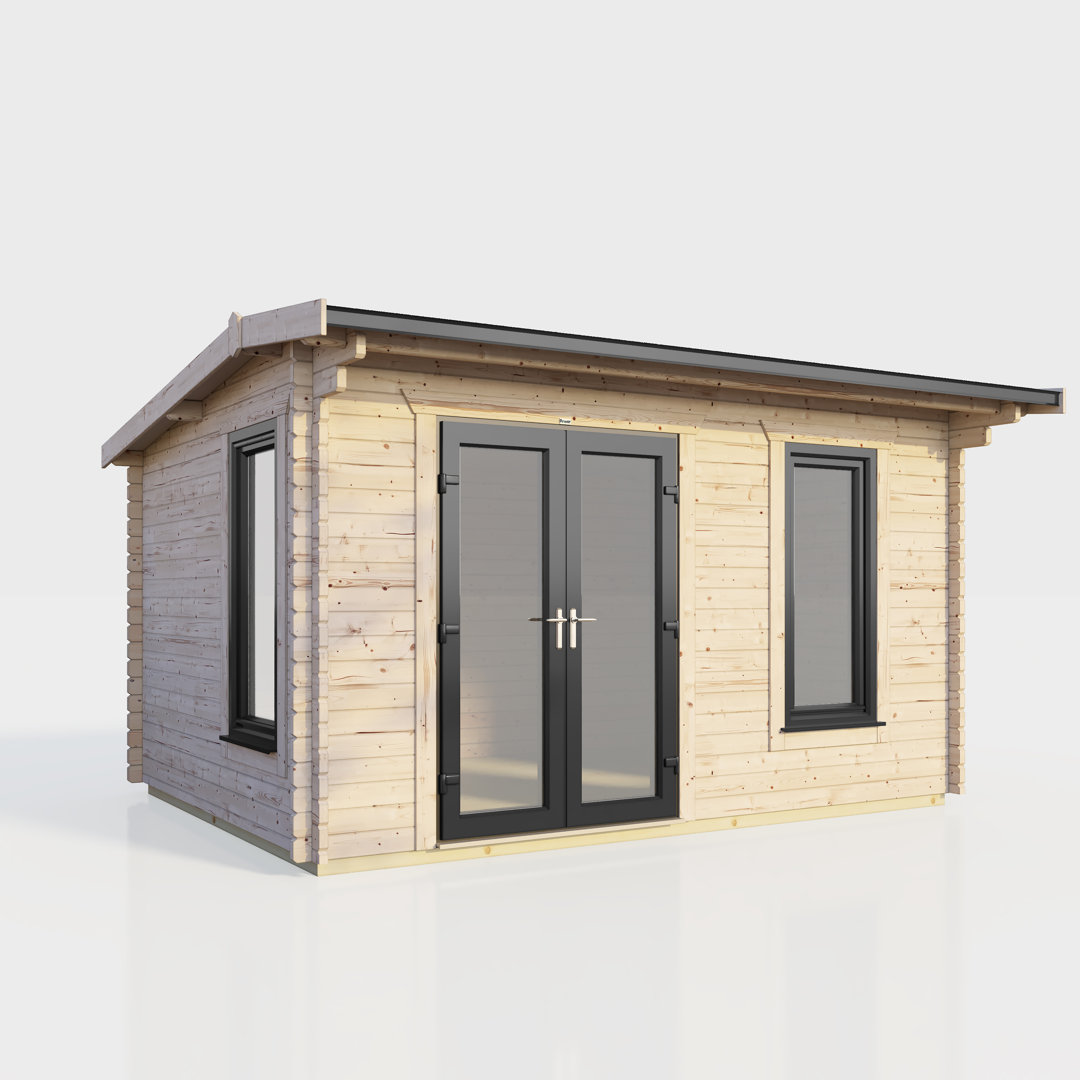 Powersheds 14 x 8ft Apex Log Cabin, Doors to the Left - 44mm