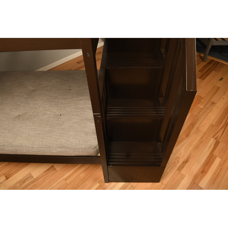 Huneycutt Bunk Bed In Dark Chocolate, Mattresses Not Included, Twin over Full, Gray