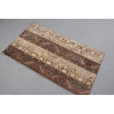 Vintage Turkish Door Mat In Earthy Tones Featuring Floral Patterns And Elegant Brown And Beige Design For Home Decor